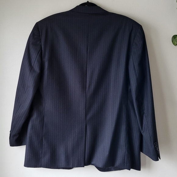 J.P Tilford Samuelsohn Harry Rosen wool navy blue pinstripes blazer Sz 46-40R - Picture 4 of 12